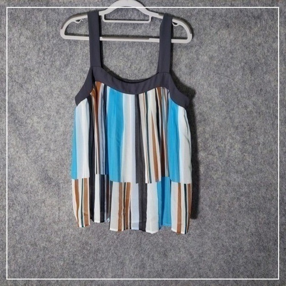 LOFT Tunic Women M Striped Babydoll Sleeveless Coastal Nautical‎ Breezy Summer